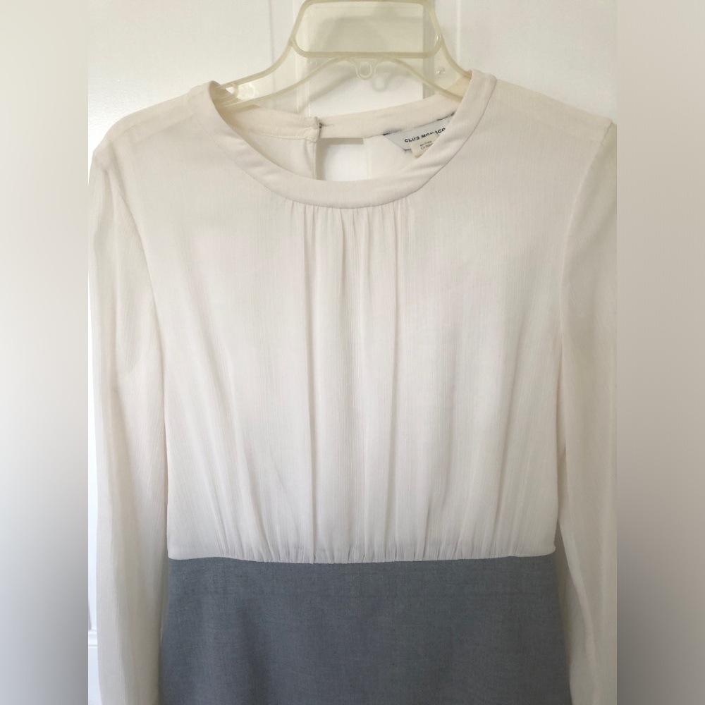Club Monaco Preppy Gray Pencil skirt sheer white blouse Dress size 6 - Picture 2 of 8